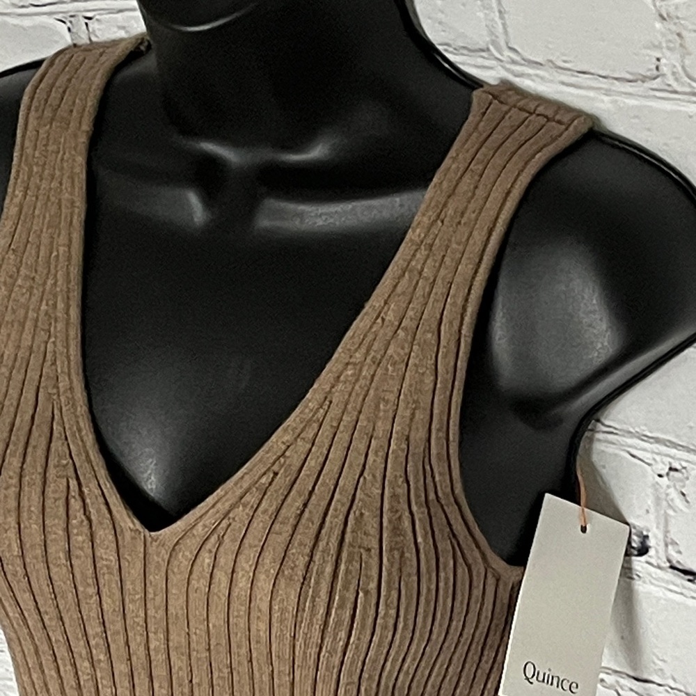 Quince Brown Ribbed Sweater  Tank Top - Picture 3 of 4